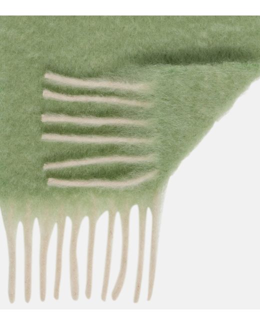 Loewe Brown Striped Mohair And Wool Scarf