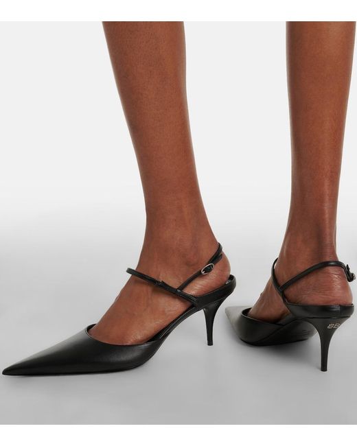 Balenciaga Black Avenue Bow Leather Slingback Pumps