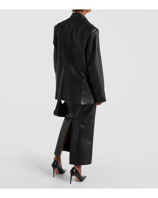 Wardrobe NYC Black Oversized Leather Blazer