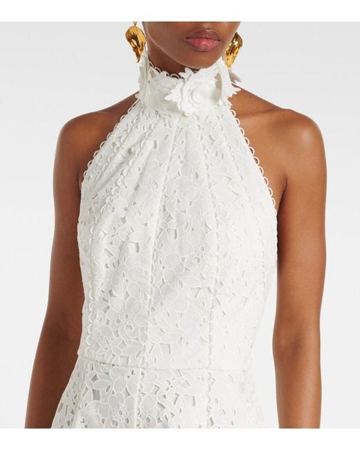 Rebecca Vallance White Bridal Nuvola Embroidered Midi Dress