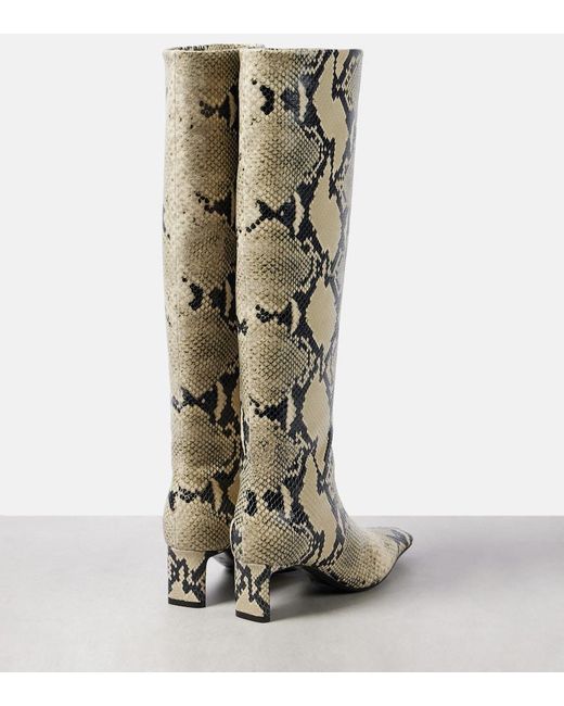 Khaite White Ona 55 Snake-Effect Leather Knee-High Boots