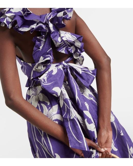 Vestido largo Acadian de algodon floral Zimmermann de color Purple