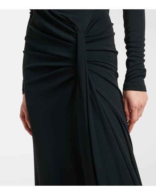 Carolina Herrera Black Draped Jersey Gown