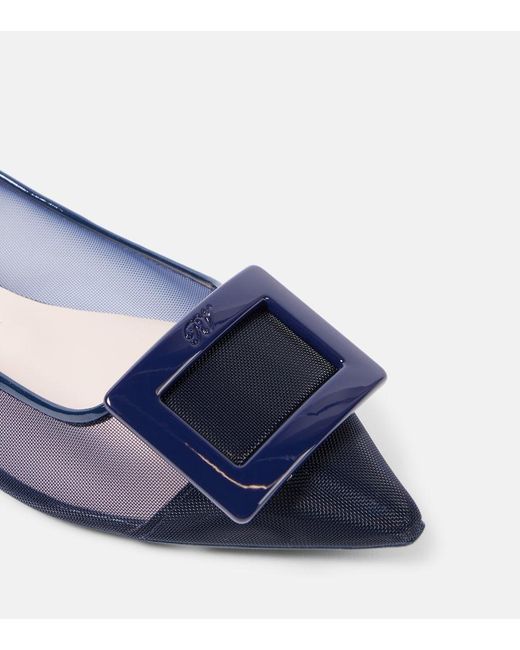 Roger Vivier Blue Gommettine Mesh Ballet Flats