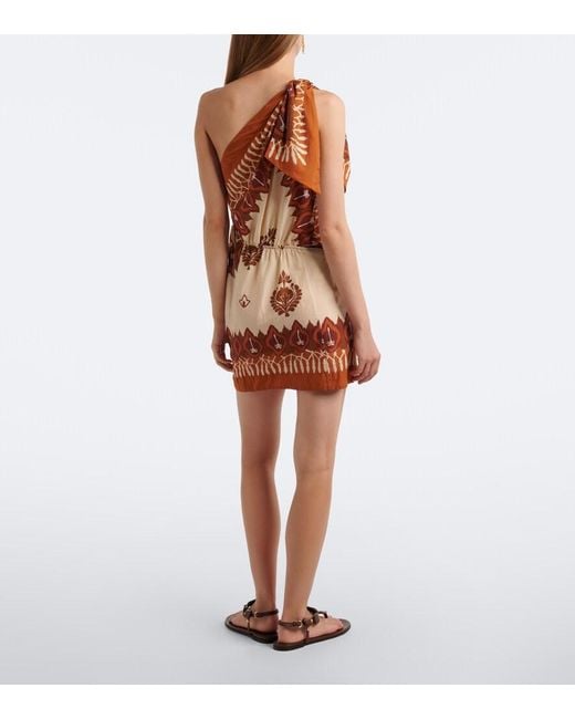 Johanna Ortiz Orange Printed Cotton Minidress