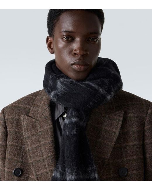 Our Legacy Black Estate Checked Alpaca And Wool-Blend Scarf for men