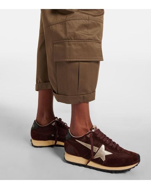 Golden Goose Deluxe Brand Brown Running Marathon Satin And Suede Sneakers