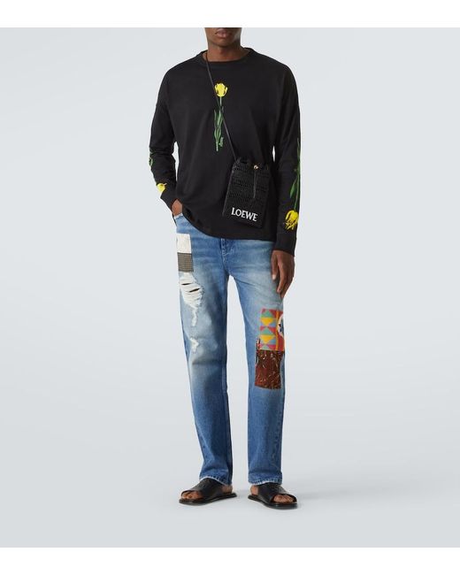 Loewe Blue Patchwork Straight Jeans for men