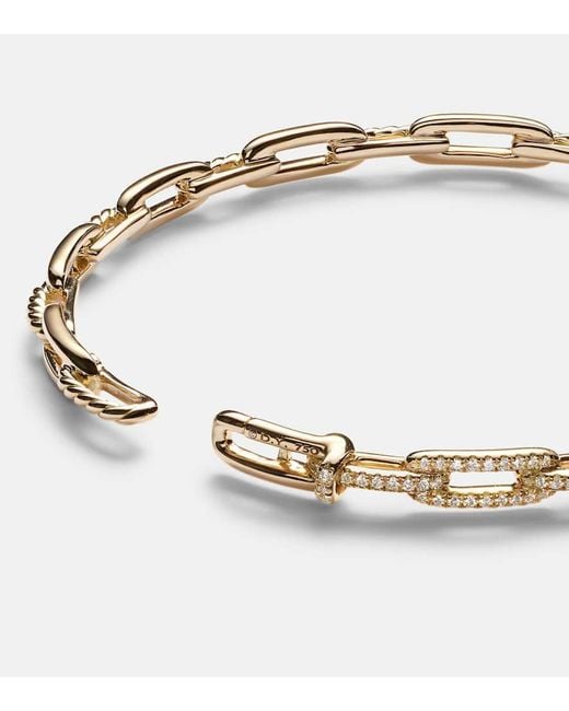 Pulsera Stax Chain Link De Oro De 18 Ct Con Diamantes David Yurman de color Metallic