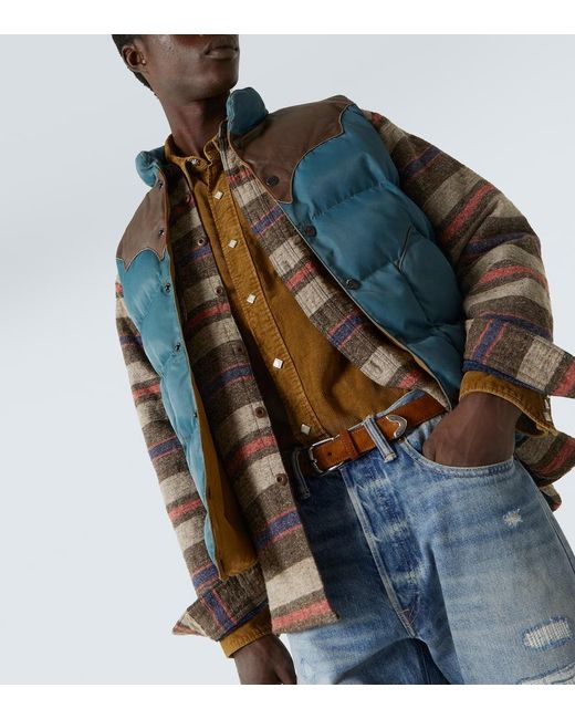 RRL Wattierte Weste Stonely Mit Leder in Blue für Herren