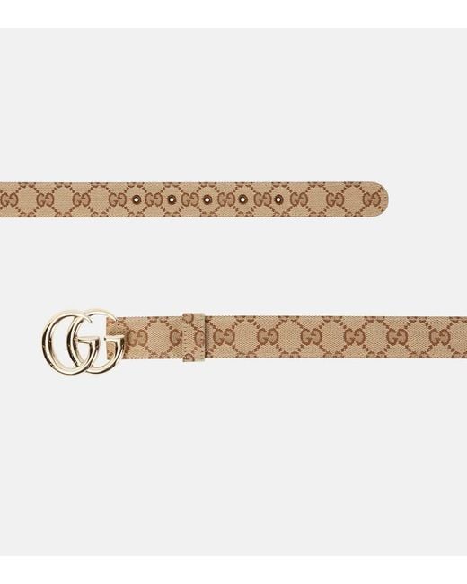 Gucci Natural GG Marmont Leather-trimmed Belt