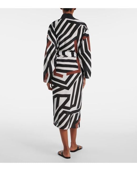 Max Mara Black Ovatte Striped Beach Cover-Up