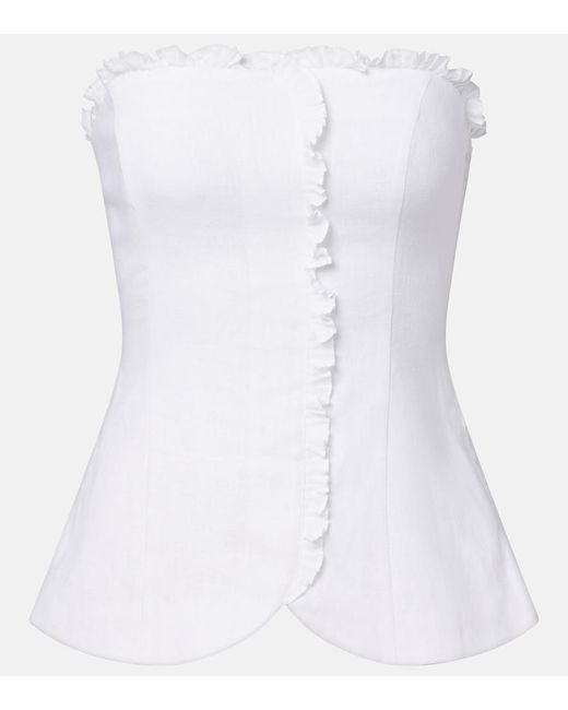 Posse White Florence Ruffled Linen Top
