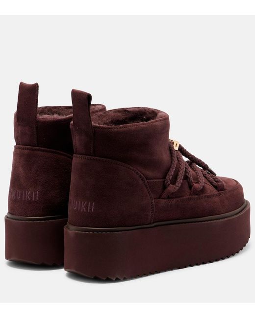 Inuikii Brown Classic Low Suede Platform Snow Boots