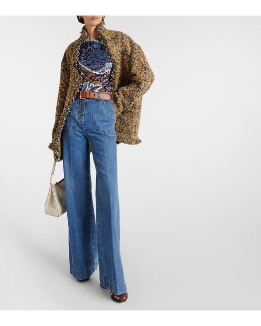 Etro Blue High-Rise Flared Jeans