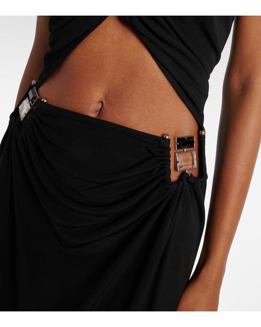Christopher Esber Black Duo Bezel Quartz Jersey Maxi Dress