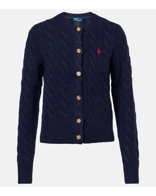 Polo Ralph Lauren Blue Cardigan Pony Aus Wolle Und Kaschmir