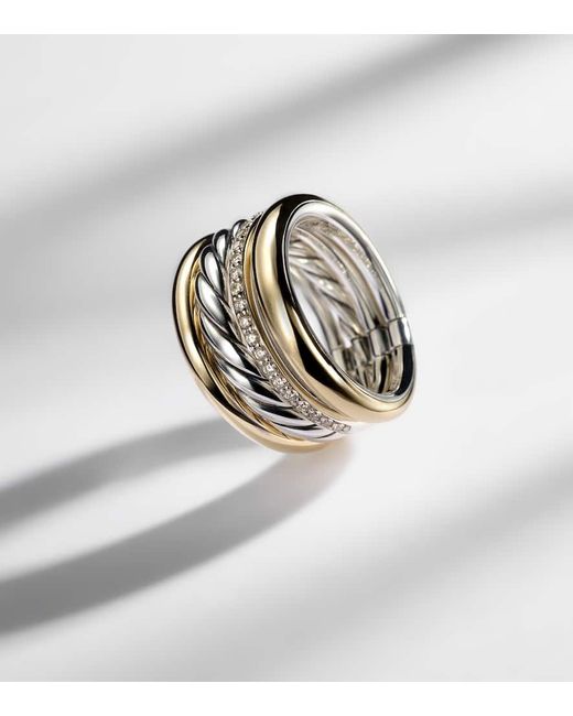David Yurman Metallic Dy Mercer 18Kt And Sterling Ring With Diamonds