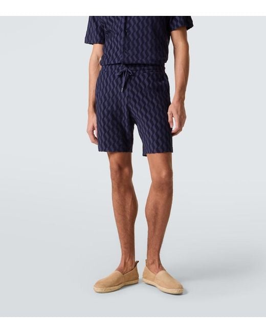 Frescobol Carioca Blue Augusto Cotton-Blend Terry Shorts for men