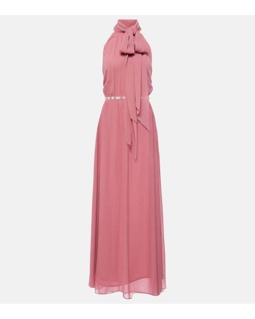 Max Mara Pink Halterneck Silk Gown