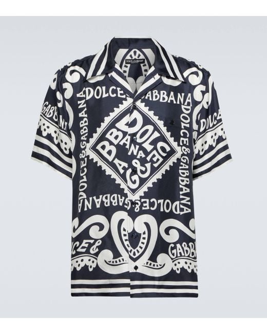 Dolce & Gabbana Black Marina Silk Twill Shirt for men