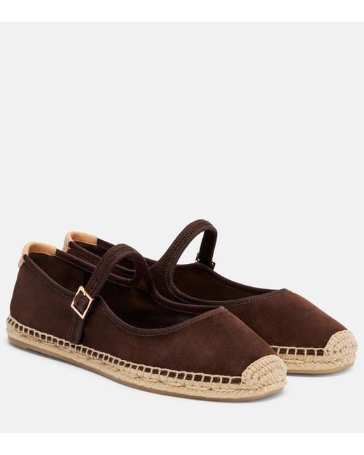 Tory Burch Brown Suede Mary Jane Espadrilles
