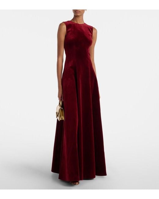 Emilia Wickstead Red Nodin Cotton Velvet Gown