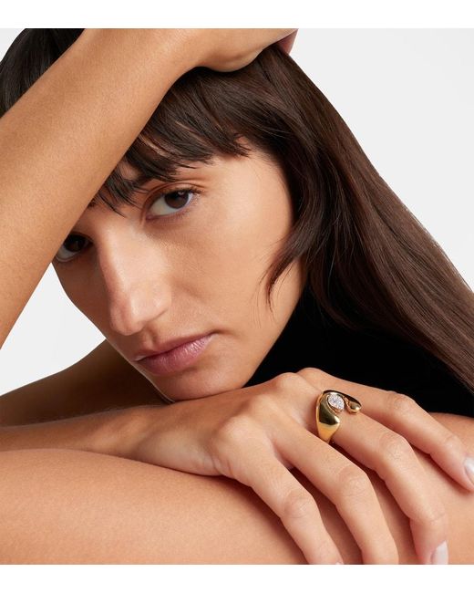 YEPREM White Ring Golden Strada Aus 18Kt Gelbgold Mit Diamanten