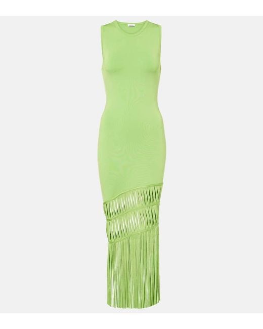 Jonathan Simkhai Women's Green Brookes Fringed Maxi Dress