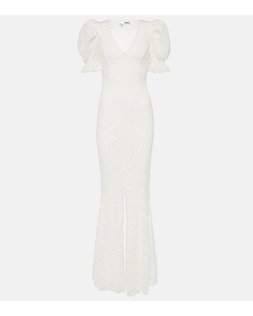 ROTATE BIRGER CHRISTENSEN White Bridal Puff-sleeve Lace Maxi Dress