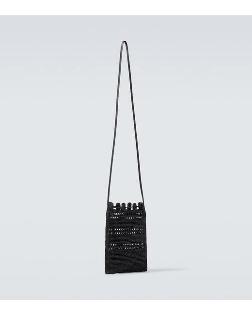 Loewe White Paula's Ibiza Logo Raffia Crossbody Bag for men