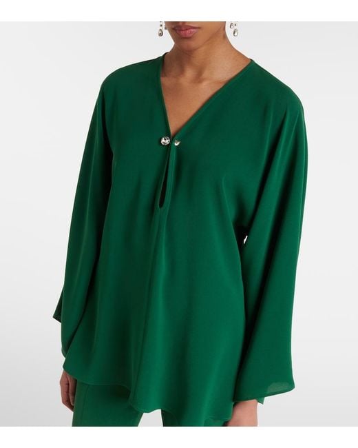Max Mara Green Umile Crystal-Embellished Cady Blouse