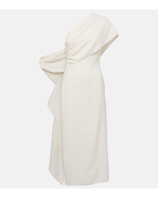 Marmar Halim White Caped One-Shoulder Crepe Cocktail Dress