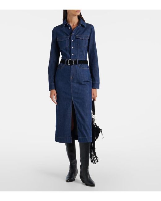 Vestido Camisero De Denim 7 For All Mankind de color Blue