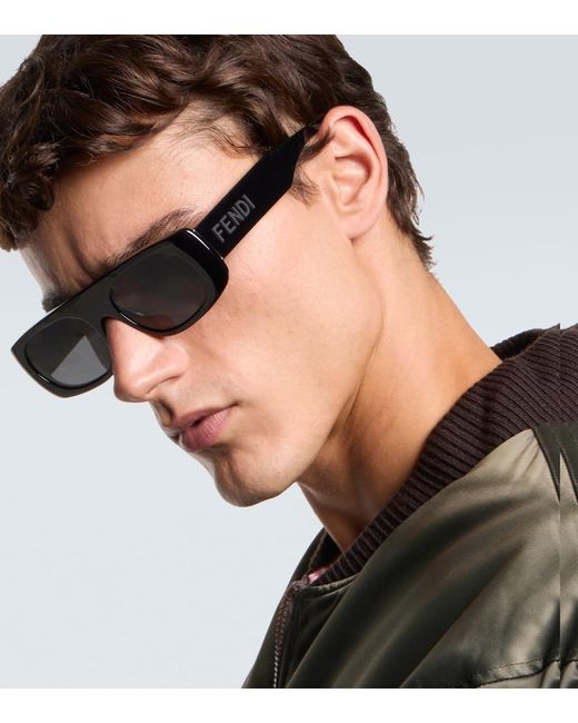 Fendi Gray Flat-Top Sunglasses for men