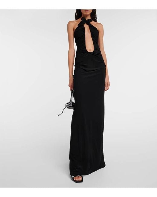 Magda Butrym Black Strapless Plunge Maxi Dress