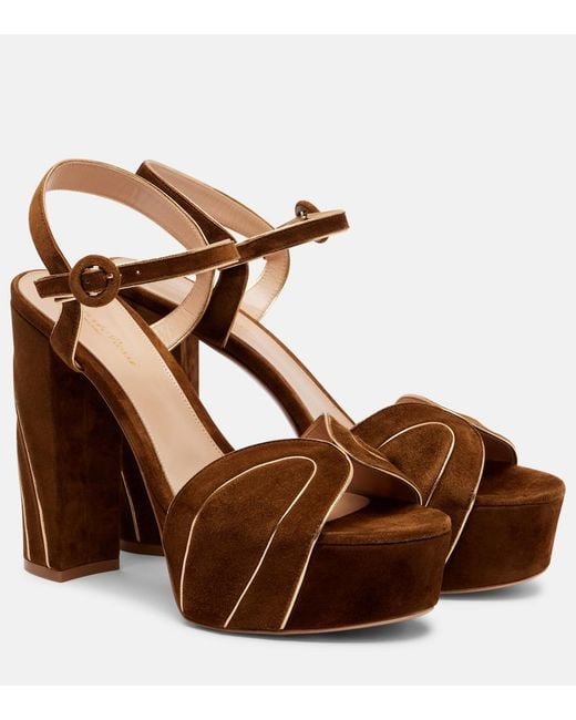 Gianvito Rossi Brown 125 Suede Platform Sandals