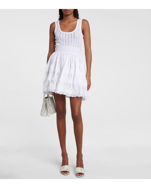 Alaïa White Alaïa Fluid Knitted Mini Dress