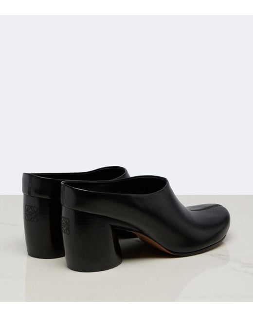 Loewe Black Oval Leather Mules