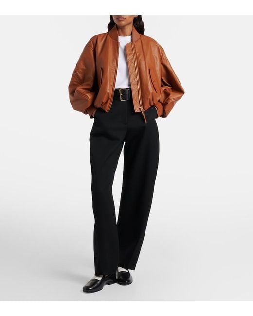 Givenchy Brown Cocoon Cropped Leather Bomber Jacket