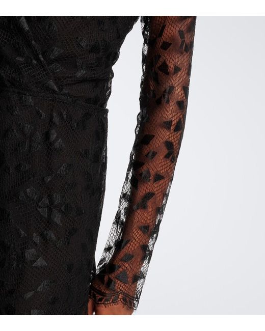 Fendi Black Asymmetric Lace Midi Dress
