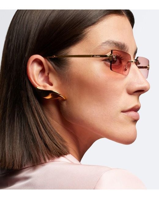 Cartier Pink Eckige Sonnenbrille C De Cartier
