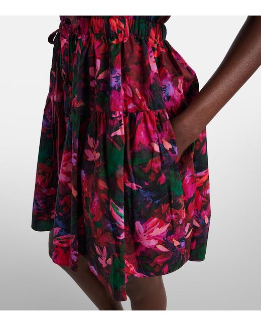 Ulla Johnson Red Nadira Floral Cotton Minidress