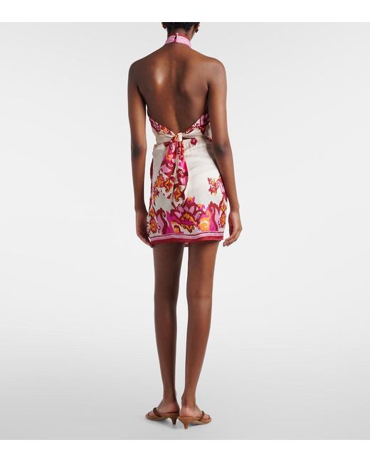Poupette Red Manon Printed Satin Minidress