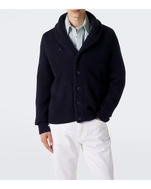 Umit Benan Blue Montana Cashmere And Silk Cardigan for men