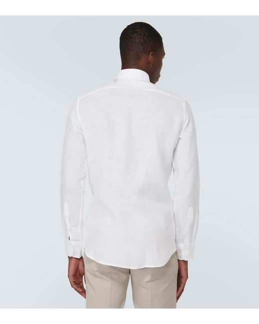 Camisa de lino Canali de hombre de color White