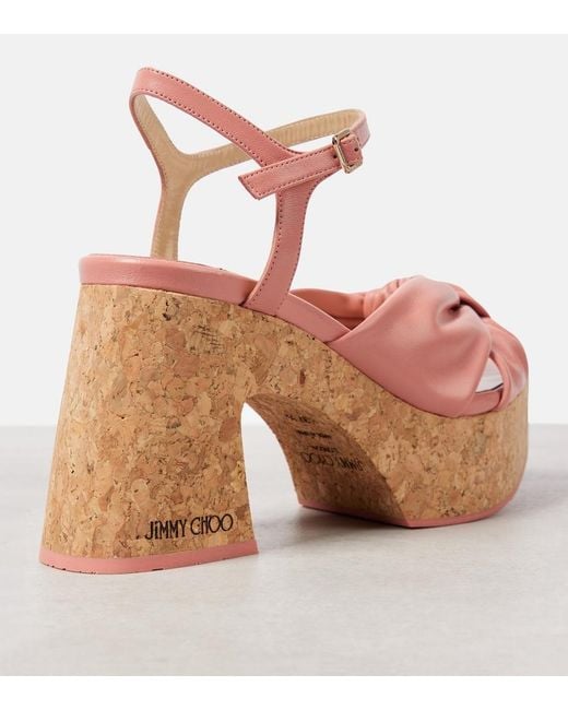 Jimmy Choo Pink Heloise 95 Leather Platform Sandals
