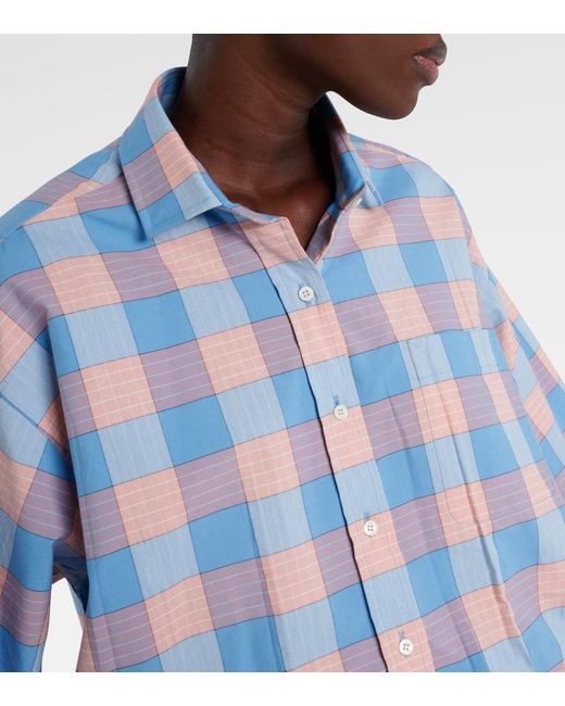 Chemise En Coton A Carreaux Prada en coloris Blue
