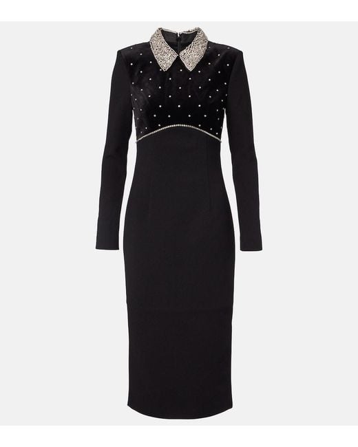 Rebecca Vallance Black Alistar Embellished Midi Dress