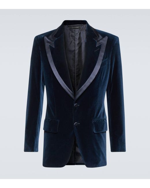 Tom Ford Blue Atticus Velvet Tuxedo Jacket for men